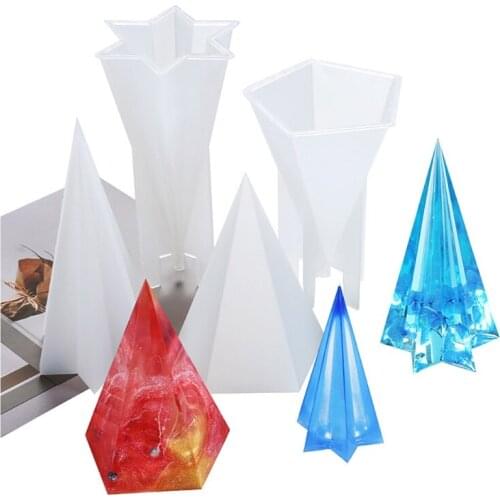 Handmade Pyramid Epoxy Resin Mold Night Light Holder Silicone Casting Molds Kit Crystal Mold Soap Making Drop shipping