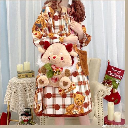 Lolita Sweet Girl Backpack Cartoon Backpack Christmas Deer Handbag Messenger Bag Mobile Phone Bag Toy Bag Cosplay Cos