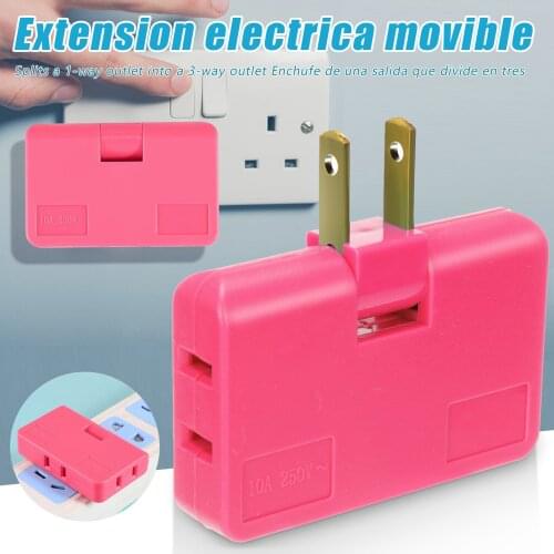 US Plug 180 Degree Rotary Socket Mini Travel Portable One To Three Plug Conversion Sockets Ultra Thin Wall Power Converter