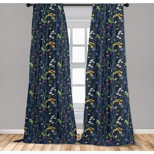 Paint Window Curtains Botanical Beauty Floral Garden Daisy Magnolia Peony Lily Bloom Butterfly Window Drapes with Rod Pocket