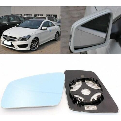 Blue mirror For Mercedes Benz CLA 180 200 Side View Door Mirror Blue Glass With Base Heated turn single lamp