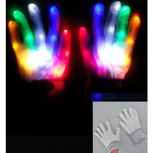 LED Color Luminous Battery Bar Party Fluorescent Stage Magic Show Black White Gloves Children Christmas Gifts Boys and Girls