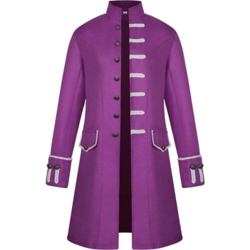Men Victoria Edwardian Steampunk Trench Coat Frock Outwear Vintage Prince Overcoat Medieval Renaissance Jacket Cosplay Costume