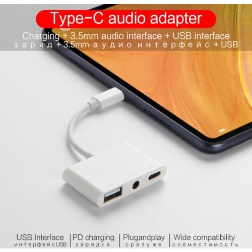 USB C to USB charge 3.5mm AUX Headphones Adapter For Huawei mate 20 P30 P40 matepad pro Type C to 3.5 Jack Earphone Audio cable