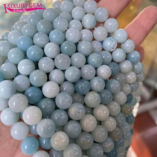 High Quality Natural Amazonite Stone Smooth Round Shape Loose Spacer Beads 4/6/8/10/12mm DIY Gem Jewelry Accessories 38cm sk89