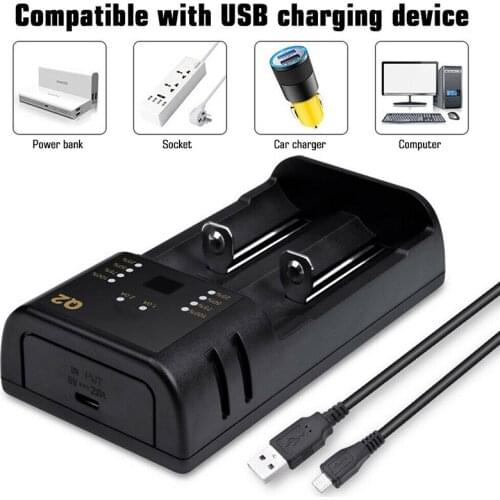 Battery Charger USB for 18650 26650 21700 20700 26500 18650 18490 16650 14500 18350 AA AAA 3.7V/1.2V Li-ion Ni-MH Battery