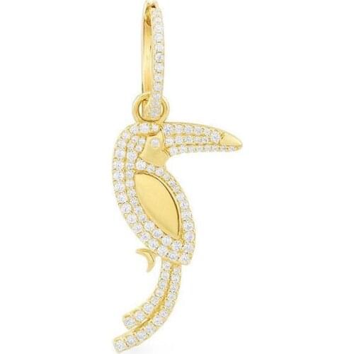 SOELLE Fashion Brand Real 925 Sterling Silver Yellow Gold Color Mono Toucan Earring 1pc for Women June Tropical Series Jewelry