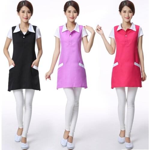 Sleeveless Salon Beautician Work Clothes Hairdressing Apron Summen Dresses Women Beauty Spa Working Apron Fashion Dress