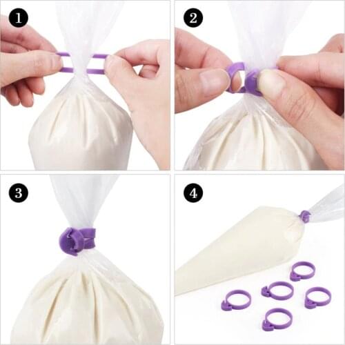 10pcs/set Reusable Silicone Cream Piping Bag Ties Fixed Rings DIY Piping Decorating Bag Rubber Band Lashing No Leaks Pastry Tool