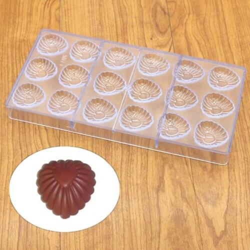 18 Heart Pattern Polycarbonate PC Chocolate Mold 3D Lollipop Fondant Candy Cake Molds Kitchen Baking Pastry Tools