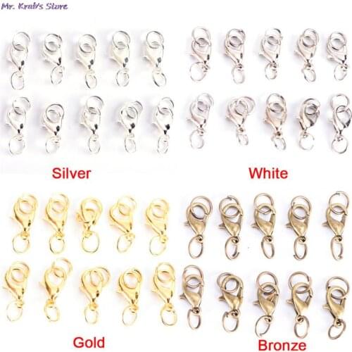 20Pcs Boho Style Lobster Claw Clasps Split Ring Jump Rings Making Hook Beads Crimp End Spring Necklace Snap Chains Connector Set