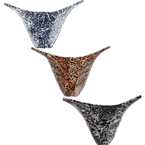 3PCS/Lot Fashion Leopard Elastic Stretch Briefs Shorts Sexy Bikini Men Underpants Soft Smooth Mens Underwear