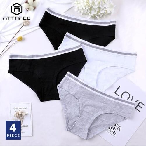 ATTRACO Womens Hipster Underwear Cotton Soft Stretch Hipster Assorted Solid Laidies Panties 4 Packs