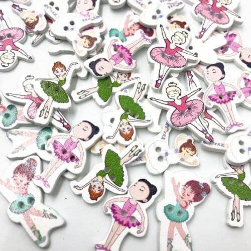 50pcs Mixed Girl Wood Button Sewing Accessories Decorative Buttons Handmade Scrapbooking Craft DIY WB793