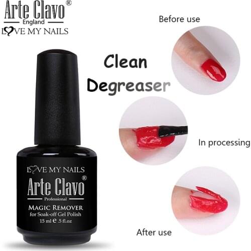 Arte Clavo 15ml Clean Degreaser Magic Remover Soak off Acrylic LED UV Gel Nail Polish Burst Nail Gelpolish Fast Gellack Manicure