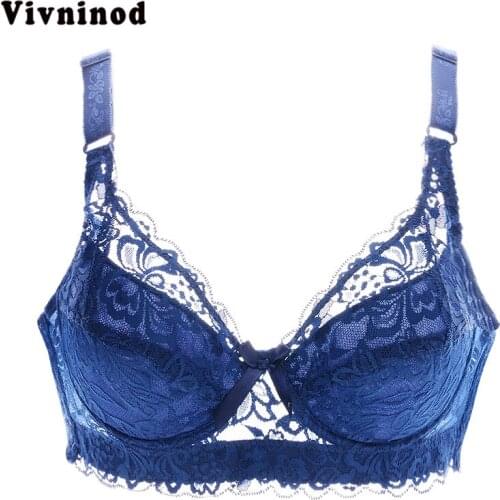 Cotton Bra Floral Lace Sexy Bras Plus size Women Ultra thin Underwear Deep V Bras Plus Size 75CD-105CD Push up Floral Cotton Bra