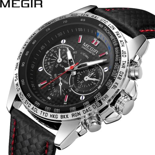 MEGIR Original Quartz Men Watch Big Dial Sport Wrist Watches Men Clock Top Brand Luxury Mens Wristwatches Relogio Masculino 1010