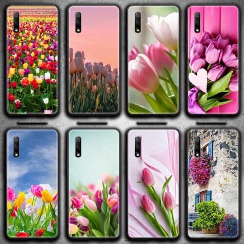Housing Blue Spring Colorful Tulips Phone Case for Huawei Honor 30 20 10 9 8 8x 8c v30 Lite view 7A pro