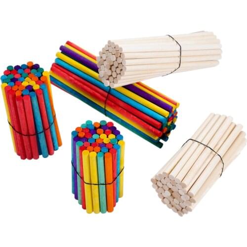 50Pcs Wooden Rods/Stick Woodworking DIY Crafts For Crafts Food Ice Lollies Cake Making Model Wood Dowel Rod 6mm X80/100/150mm