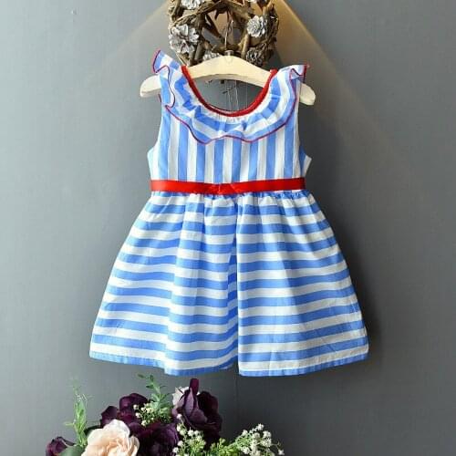 Kids Clothes Girl Dress 2021 Summer Sleeveless Striped Dress Toddler Girl Dresses Wholesale Clothing Little Girls Costume