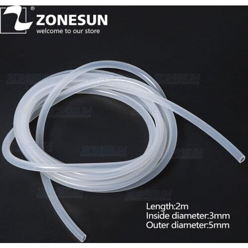 ZONESUN PJ-GZ3 Length 2m Inside Diameter 3mm Silicone Tube Rubber Hose For Essential Oil Filling Machine