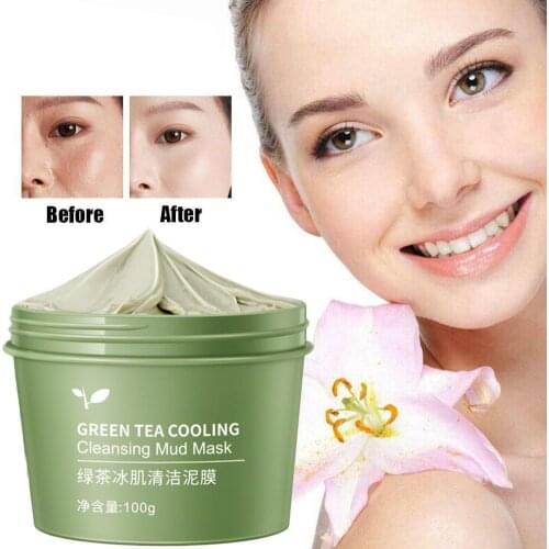 Deep Cleans Green Tea Ice Muscle Mud Mask Anti-acne Face Cream Shrink Pores Acne Scar Removal Blackhead Cream Essence Skin Care