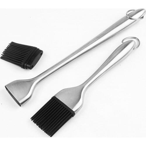 Hot sell Silicone Basting Brushes Bbq Stainless Steel Handle Oil Brush Cooking Butter Bread Silicone Pastry Brush Baking