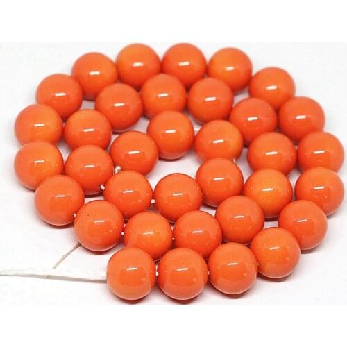 Fashion high quality orange baking paint glass round loose beads 4,6,8,10,12,14mm women hot sale jewelry making 15inch B1628