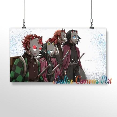 Canvas Demon Slayer Anime Pictures Home Manga Decoration Paintings Poster HD Prints Wall Art Modular Living Room Framed