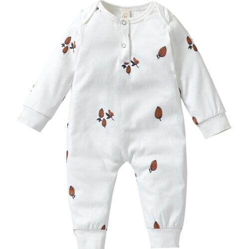 0-24M Newborn Baby Boy Girl Long Sleeve Print Cotton Romper Jumpsuit Outfits Spring Autumn Clothes