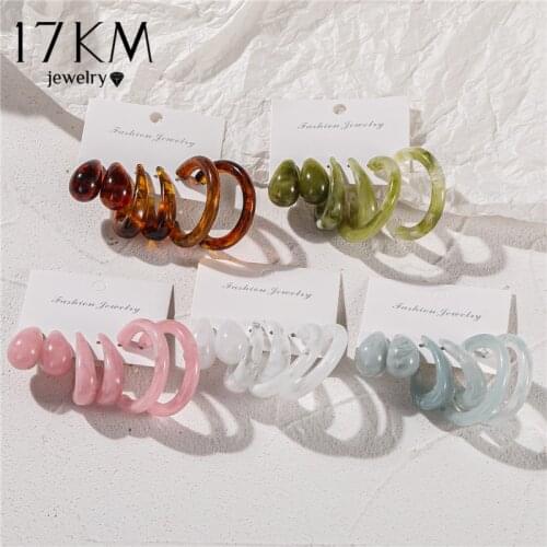 17KM Fashion Transparent Acrylic Earrings Set For Women Bohemian Colorful Drop Earrings Set 2021 Trend Brincos Female Jewelry