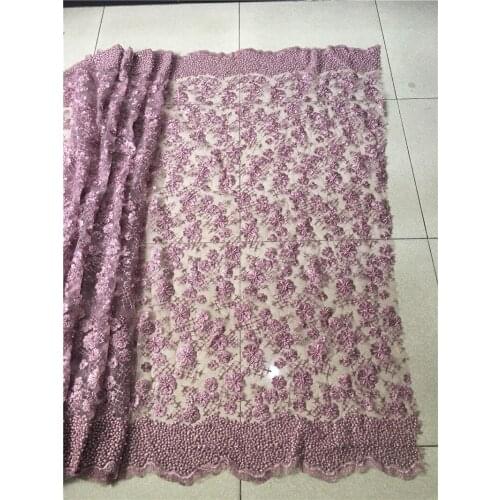 Good looking plenty beaded embroidery mesh tulle african lace fabric YG-810 for wedding dress/evening dress