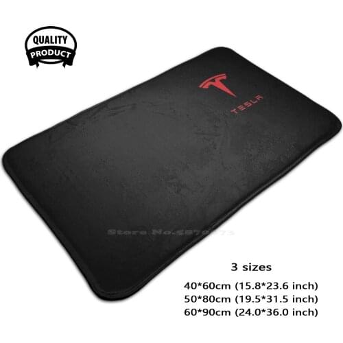Red Tesla Logo 3D Household Goods Mat Rug Carpet Foot Pad Tesla Tesla Red Tesla Red Tesla Logo White Tesla Grey Tesla Black