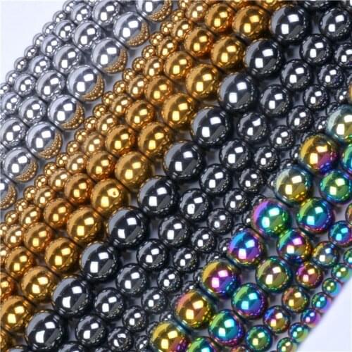 4/6/8/10mm Round Ball Rainbow Hematite Beads Natural Stone Beads For DIY Necklace Bracelet Jewelry Making Free Shipping