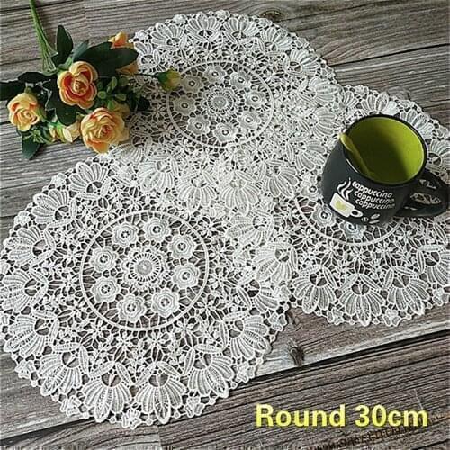 NEW European Retro Handmade Crochet Lace Round Placemat Coaster Balcony Coffee Table Mat Christmas Wedding Decoration Dust Cloth