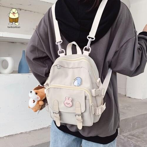 Beibaobao Fashion Leisure School Bag For Teenage Girl Bag Korean Style Canvas Travel Backpack Small Mini Backpack For Women
