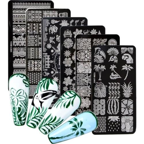 Nail Stamping Plates Silicone Sponge Brush Polish Transfer Stencils Flower Lace Women Style Geometry DIY Template for Nail Tool