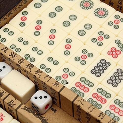 Portable Chinese Antique Mahjong Board Game Set For Outdoor Travel Picnic Camping Entertainment