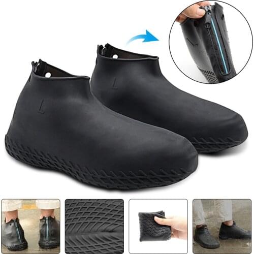Waterproof Shoe Cover Silicone Material Unisex Shoes Protectors Rain Boots for Indoor Hiking Skid-proof Zipper Shoe Covers