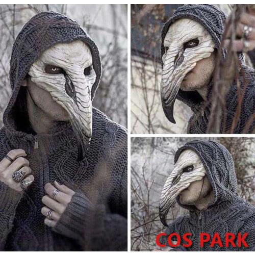 Plague Doctor Mask Beak Mask Steampunk Black Death Doctor Latex Mask Eye Shine Halloween Carnival Cosplay Props Party Products