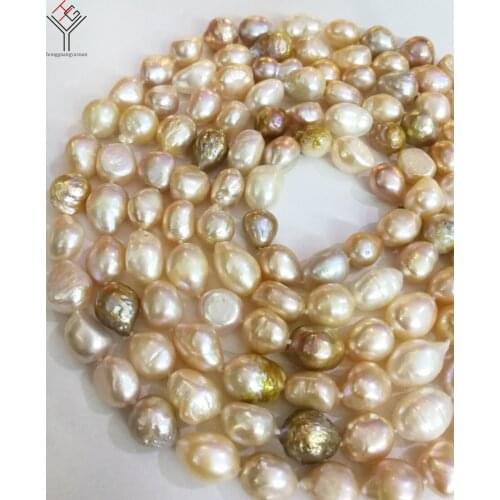 Women Jewelry 120cm 47'' necklace 9x11mm colorful mixed baroque pearl handmade Real cultured freshwater pearl gift