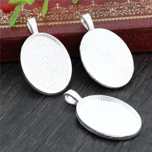 10pcs 18x25mm Inner Size Bright Silver Plated Classic Style Cameo Cabochon Base Setting Pendant necklace findings (C1-19)