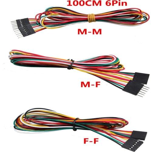 10pcs/lot 6pin 100cm M-M Male to Female F-F 2.54MM DuPont Line Jumper Wires for Electronic DIY Experiment UNO R3