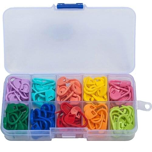 120 Pcs/Set High Quality Mix Colors Mini Case Knitting Accessories Crochet Locking Stitch Plastic Markers