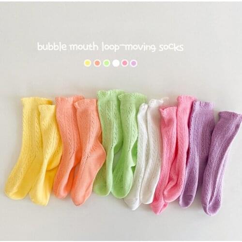 3 PCS Kids Socks Summer 90% Cotton Baby Socks Girls Mesh Cute Cool Candy Solid Color Shift Toddler Socks 0-8 Years Old