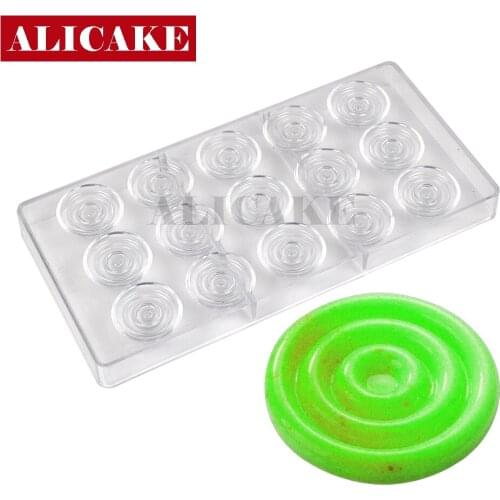 3D Polycarbonate Chocolate Mold Circle Ripple Chocolate Cake Mold For Chocolate Form Tray Cake Decorating Baking Pastry Tools