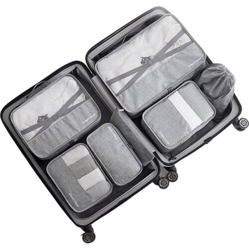 7PCS/Set High Quality Capacity Travel accessories kit Mesh storage Luggage Organizer Packing Cube for Clothing underwear bag