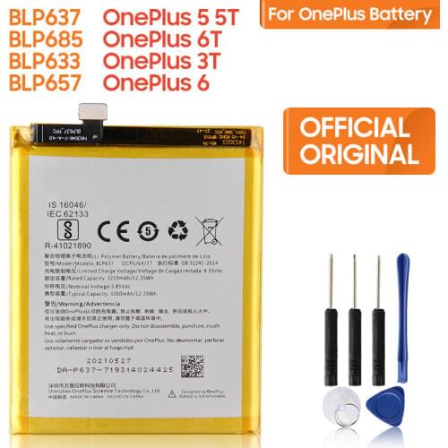 Original Replacement Battery BLP637 For OnePlus 5 5T One Plus 1 2 3 6 6T 7T 7Pro 1+ 7T Pro 7 Pro BLP745 Authentic Phone Battery