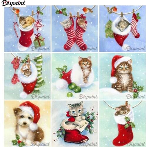 Dispaint Full Diamond "Christmas animals" DIY 5D Diamond Painting Cross Stitch Home Decor Picture Of Rhinestone Handmade A14453