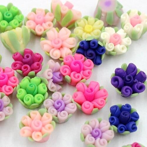 Free Shipping 10Pcs Multi Loose 3D Polymer Exquisite Clay Beads Flower Design For DIY Jewelry Making